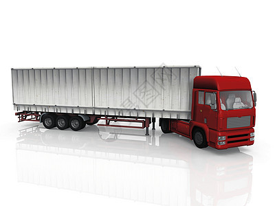 白色背景的红色卡车货物物流载体拖拉机货运送货柴油机钻机运输摩托车图片