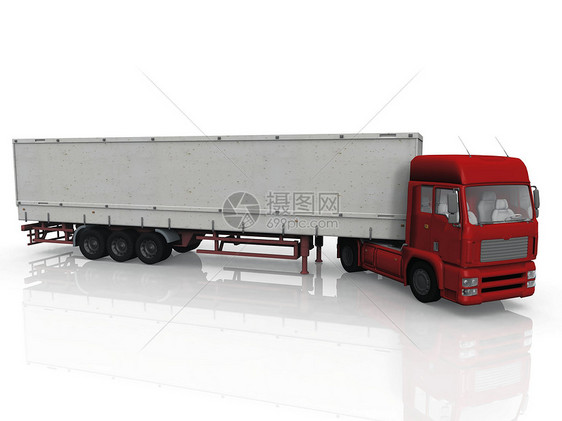 白色背景的红色卡车运输物流载体摩托车货运柴油机货车商品交通拖拉机图片