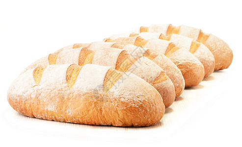 白色背景上分离的面包团构成含面包卷粮食谷物杂货店食物烘烤产品面包背景图片