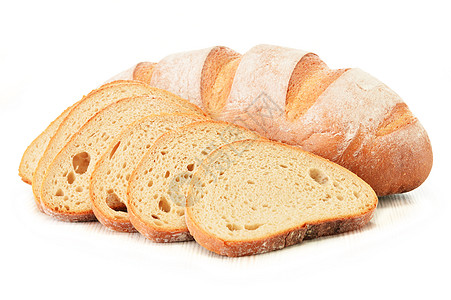 白色背景上分离的面包团构成含面包卷烘烤谷物杂货店面包食物粮食产品背景图片