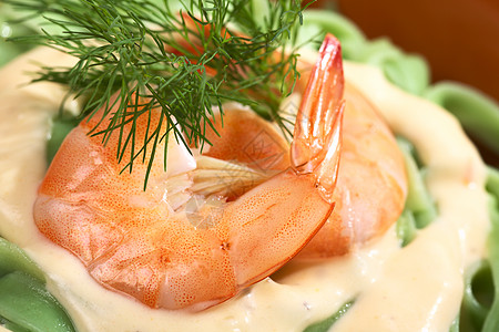 绿塔利阿泰林与虾照片奶油水平海鲜绿色美味食物动物课程甲壳图片