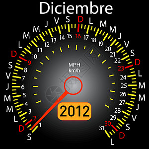 2012年日历速度计车 西班牙文 12月图片