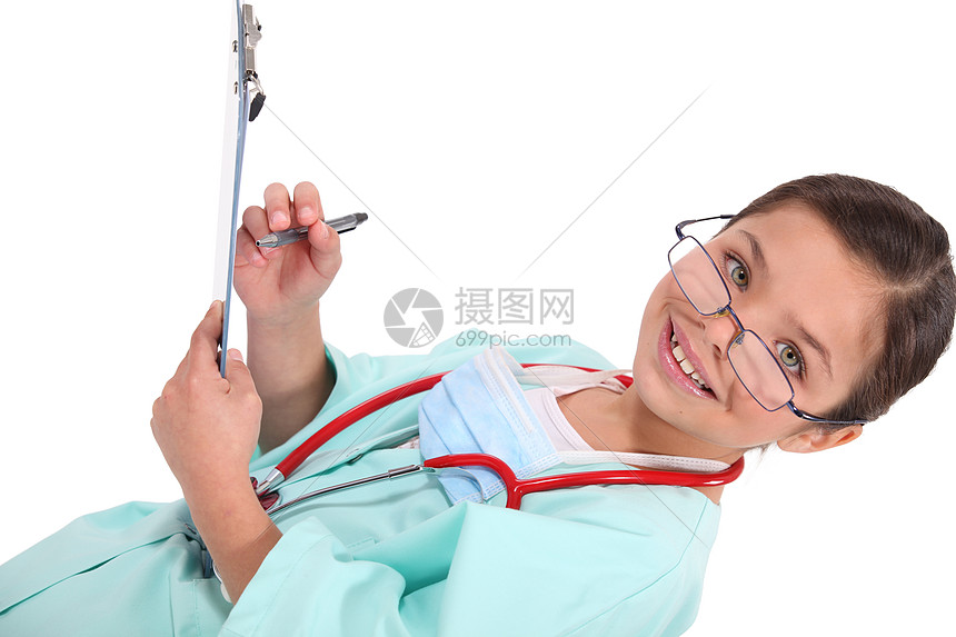 年轻女孩打扮成医生图片
