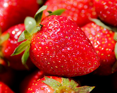 草莓Macro绿色食物水果红色叶子养分果实甜点花园活力图片