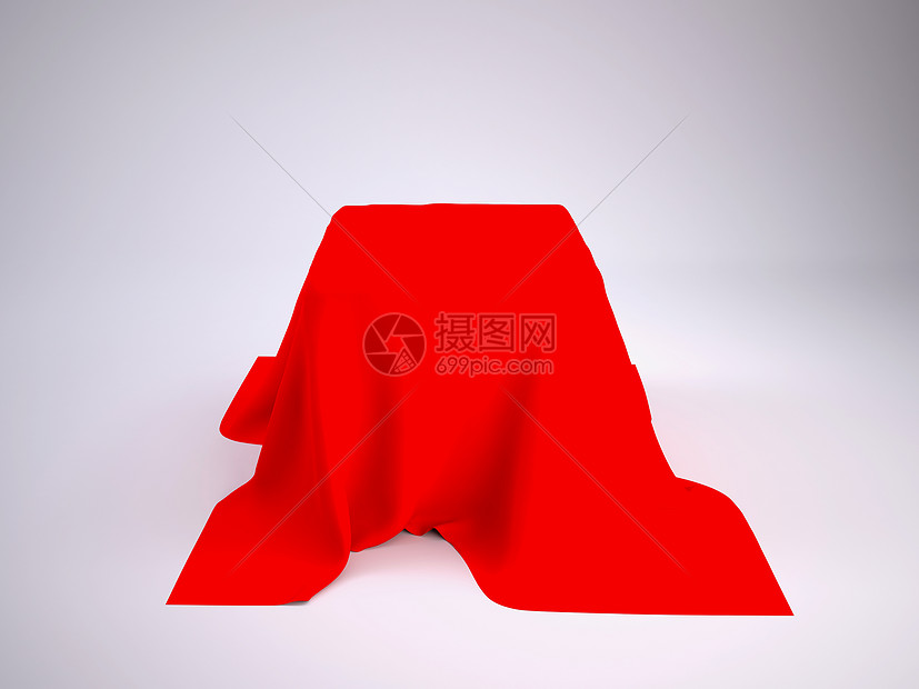 装有红布的方框织物麻布推介会帆布墙纸立方体桌布材料纺织品装潢图片