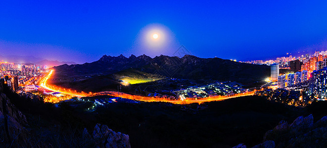 青岛风景建筑物天空城市灯光山顶图片