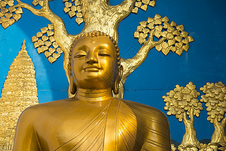 金佛雕像佛教徒寺庙精神金子蓝色崇拜信仰上帝藤井冥想图片