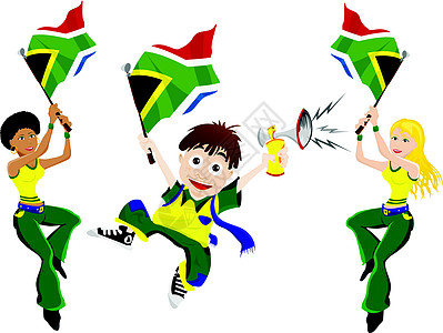 挂旗与角的南非运动风扇体育场运动员旗帜游戏冠军民众卡通片人群男人扇子图片