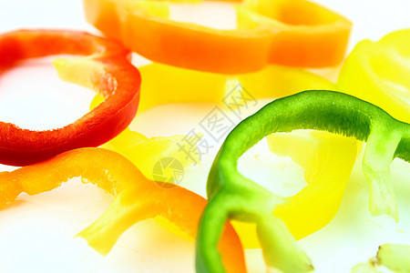 色彩多彩的甜甜胡椒片食物蔬菜烹饪卫生橙子胡椒保健美食营养香料图片