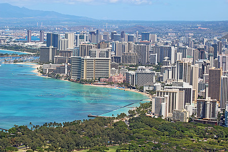 火奴鲁鲁的空中天线 包括Waikiki B周围的旅馆图片