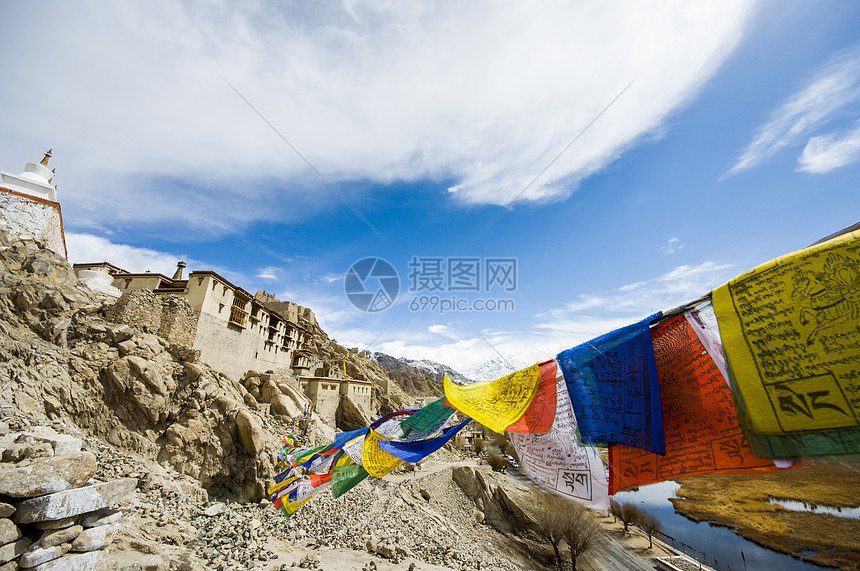 印度莱赫的Shey宫殿旅行经幡文化寺庙图片