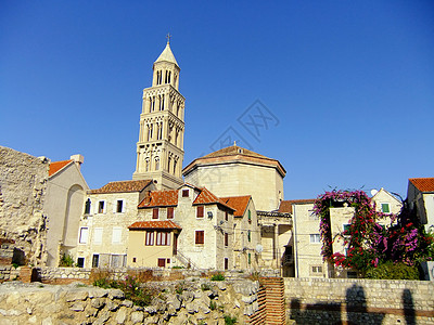 克罗地亚斯普利特圣多姆纽斯大教堂座堂堡垒城市教会港口城堡地标海岸建筑橙子图片