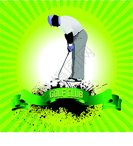 Golf 玩家的海报 矢量插图打印高尔夫球天空俱乐部专注男性控制娱乐课程男人图片