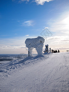 拉普兰滑雪季节运动旅行粉末白色住宿路线图片
