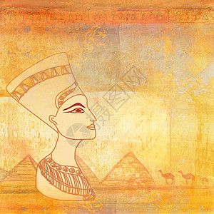 带有埃及皇后的旧纸宗教女王金字塔插图法老女士上帝古董历史女神图片