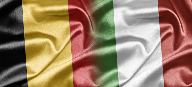 旗帜飘扬比利时和意大利背景