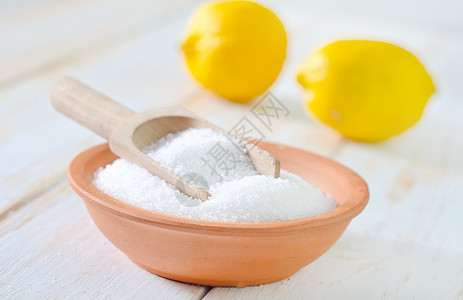 酸和柠檬粉末勺子水果物质营养香橼防腐剂食物科学美食图片