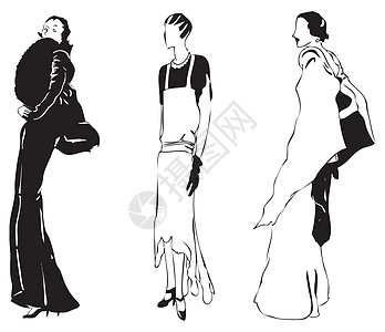 妇女夜晚穿戴女士衣服裙子插图女性服装妻子衣柜绘画背景图片