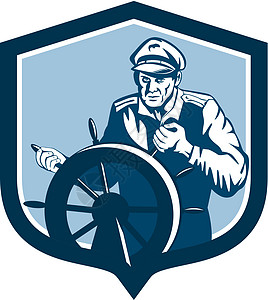 渔民海海护盾舰长雷特罗男人舵手男性车轮队长艺术品船长波峰插图图片