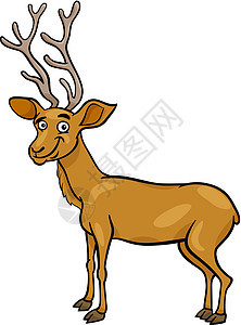 漫画插图快乐卡通片麋鹿男性绘画微笑鹿角吉祥物野生动物牛角背景图片