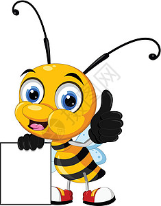 小蜜蜂卡通 拿着空白板工人蜂巢传粉者漏洞拼写昆虫漫画动物插图眼镜图片