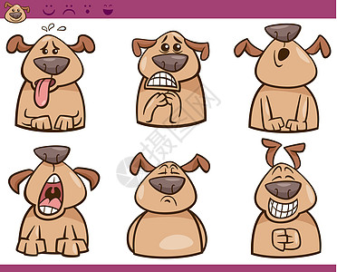 狗情绪漫画插图集鼻子符号吉祥物插图卡通片快乐表情情感呼吸舌头图片