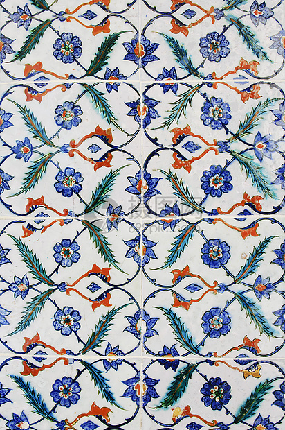 土耳其土西亞提勒斯蓝色脚凳风格叶子马赛克火鸡石头旅行博物馆制品图片