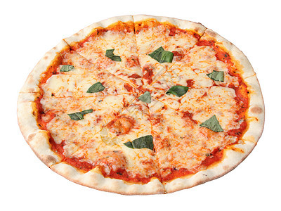 披萨玛格莉塔圆形红色小吃圆圈浇头面团白色脆皮食物美食图片