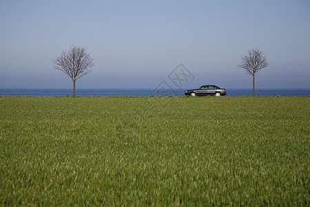 汽车在春天的风景中图片