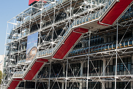 蓬皮杜红色楼梯文化中心工业博物馆管道艺术展览建筑图片