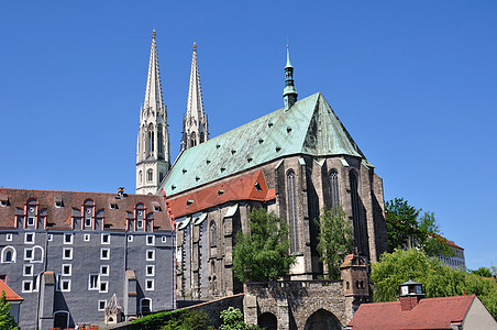 德国Goerlitz蓝天建筑物风景教堂都市天空晴天游客高地街道图片
