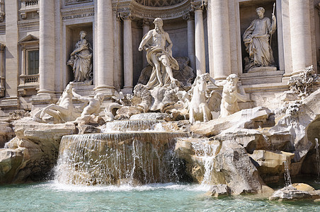 意大利罗马Trevi不老泉风景街区文化遗产喷泉正方形都市历史建筑蓝天晴天图片