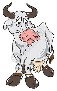 伤心的母牛悲伤乳房卡通片插图数字奶牛尾巴蹄子牛肉绘画图片