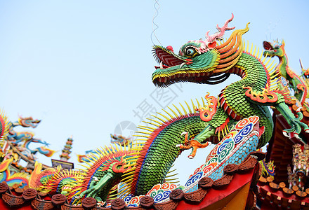 亚洲神庙龙生物传统庆典艺术动物运气文化旅游装饰品雕塑图片