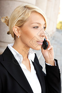 商业谈话金发女郎套装成人律师商务衣服环境呼唤手机人士图片