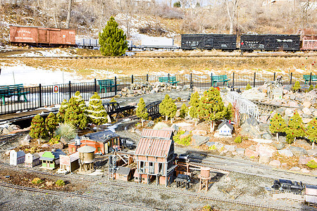 美国科罗拉多铁路博物馆车站外观货车博物馆车皮铁路造型运输火车站铁路运输背景图片