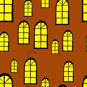 摘要无缝背景 矢量插图墙纸玻璃创造力卡通片房子窗户装饰品框架纺织品玫瑰背景图片