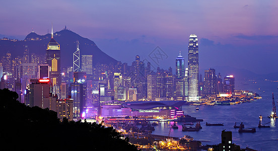 香港夜景地标场景办公室天空景观风景摩天大楼商业市中心金融图片