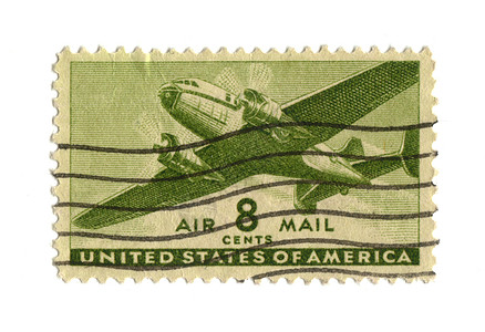 美国8美分的旧邮票集电极飞机邮差邮件邮政邮戳邮资收藏品绿色图片