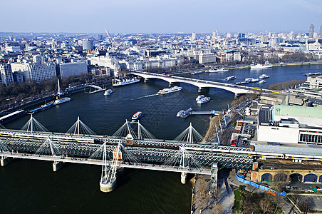 从伦敦之眼观测到的车站火车桁架建筑学建筑桥梁吸引力游客王国铁路图片