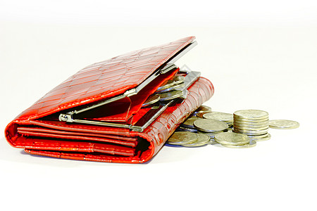 钱的钱包商品红色货币养老金金融硬币卢布薪水背景图片