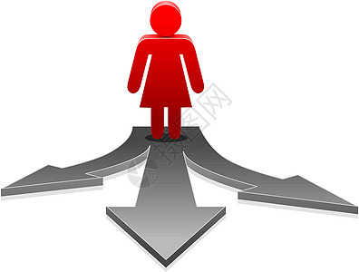 在十字路口做出选择的病媒妇女指导插图困惑红色小路社会灰色数字女性女士图片