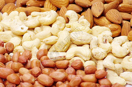 各种坚果小吃营养食物榛子腰果种子棕色饮食核心健康图片
