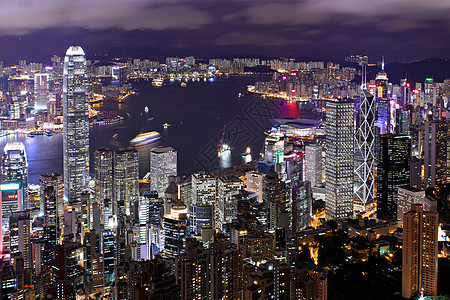 晚上在香港经济市中心玻璃场景顶峰商业假期景观金融天空图片