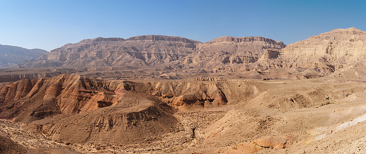 以色列内盖夫沙漠中小克拉泽的景色沙漠景观山脉旅行沙丘砂岩内盖夫爬坡岩石陨石天空橙子图片
