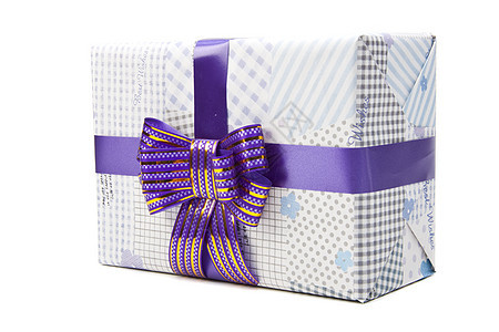 带大弓彩带的礼品盒材料织物盒子丝带展示生日长方形白色空白念日图片