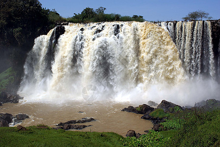 埃塞俄比亚的瀑布激流蓝色荒野风景图片