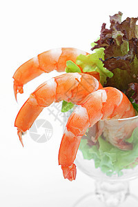 虾鸡鸡沙拉紫色海鲜美食玻璃盘子尾巴国王餐厅食物烹饪图片