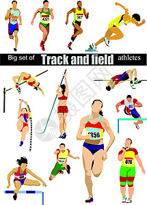 轨道和田径运动员大赛 矢量插图图片