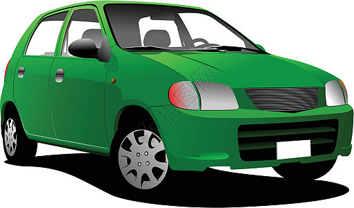 路上有绿色彩色轿车 矢量插图燃料轮胎奢华运动驾驶力量运输金属速度轮子图片
